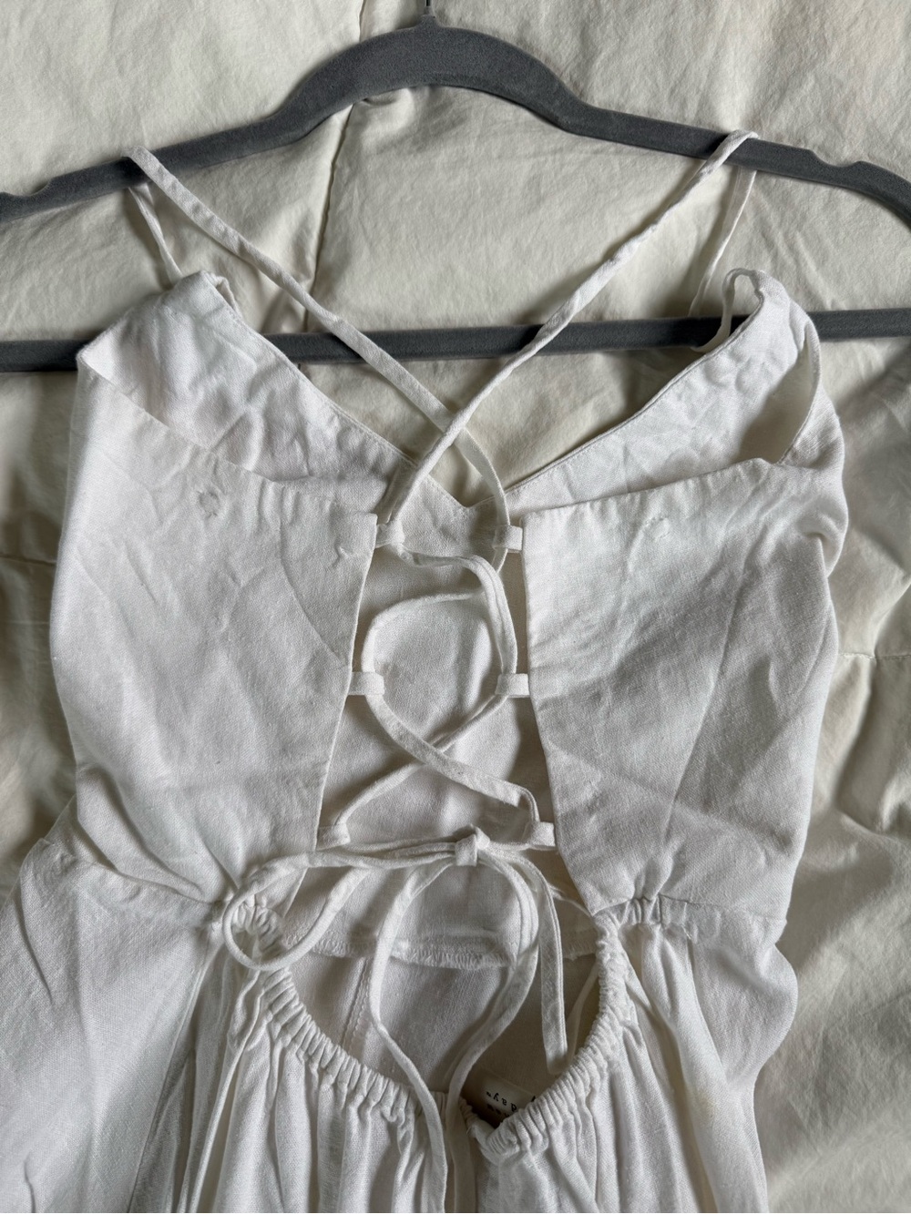 a new day White Linen Low Open Back Spaghetti Strap Maxi Deess - Picture 4 of 6